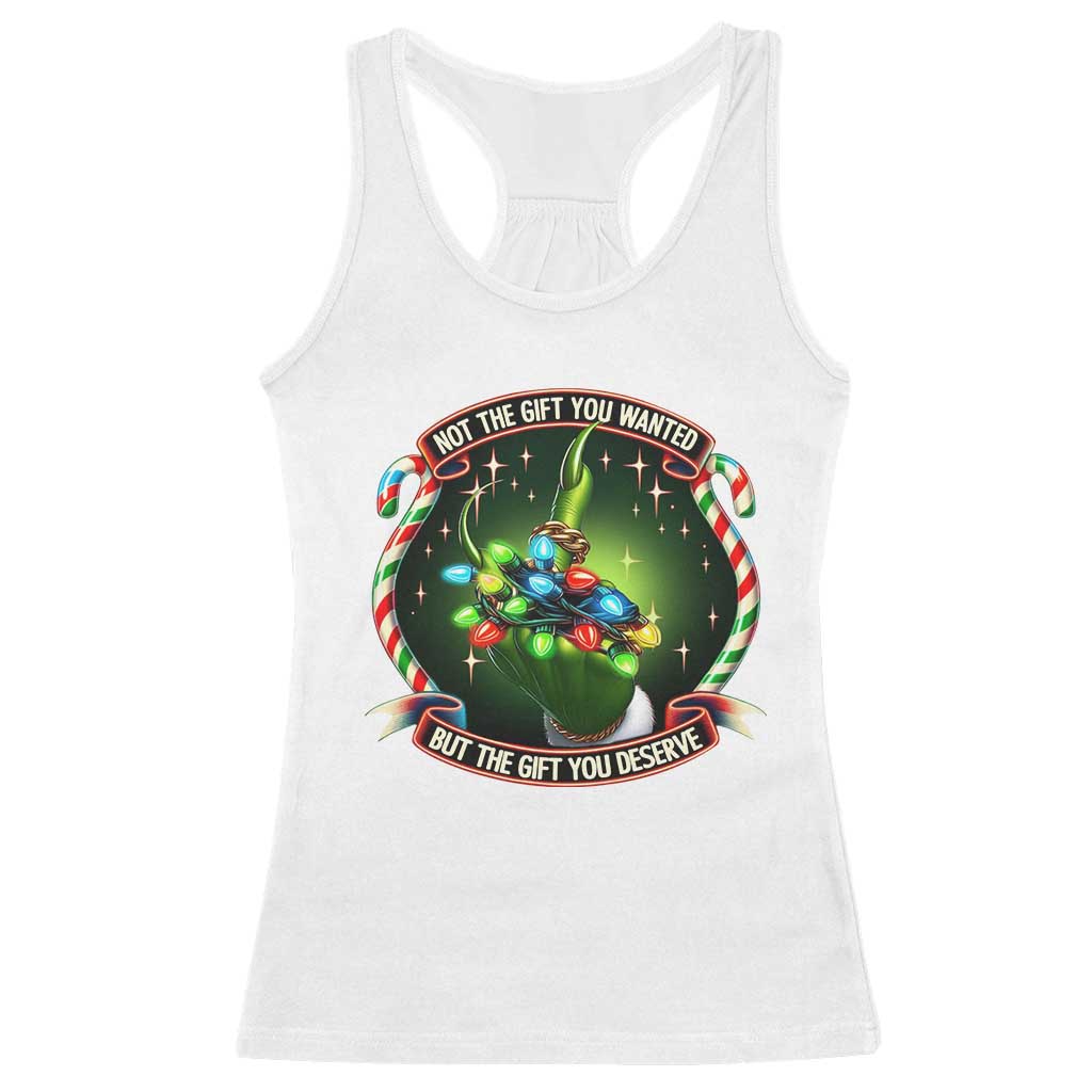 Funny Xmas Racerback Tank Top Not The Gift You Wanted But The Gift You Deserve TS09 White Print Your Wear