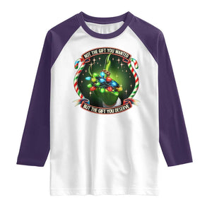 Funny Xmas Raglan Shirt Not The Gift You Wanted But The Gift You Deserve TS09 White Purple Print Your Wear