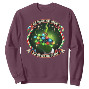 Funny Xmas Sweatshirt Not The Gift You Wanted But The Gift You Deserve TS09 Maroon Print Your Wear
