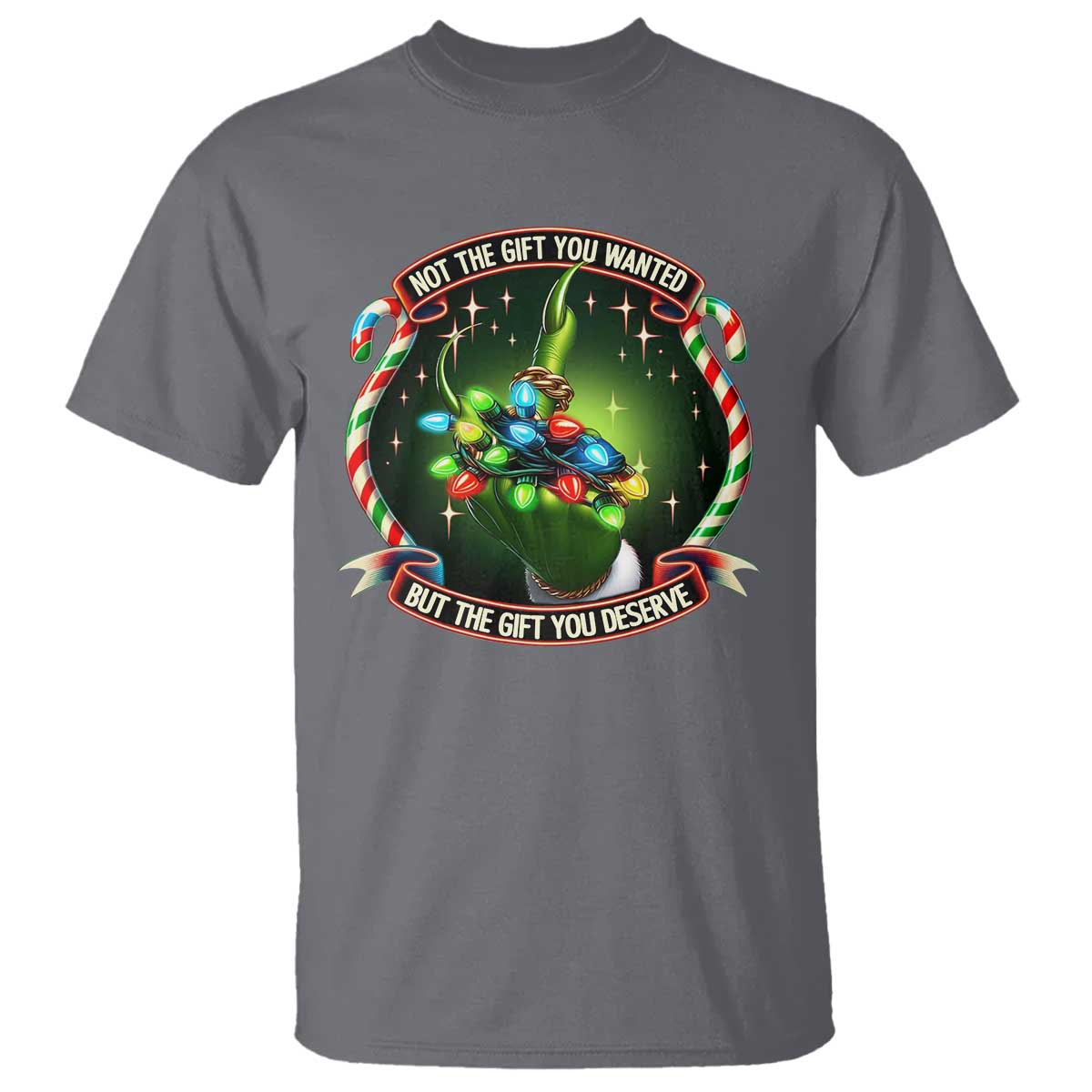 Funny Xmas T Shirt Not The Gift You Wanted But The Gift You Deserve TS09 Charcoal Print Your Wear
