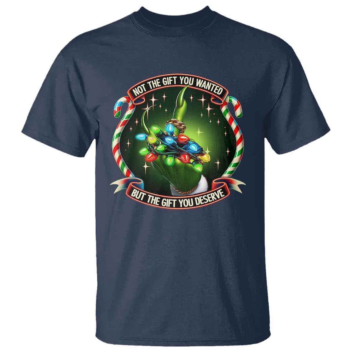 Funny Xmas T Shirt Not The Gift You Wanted But The Gift You Deserve TS09 Navy Print Your Wear