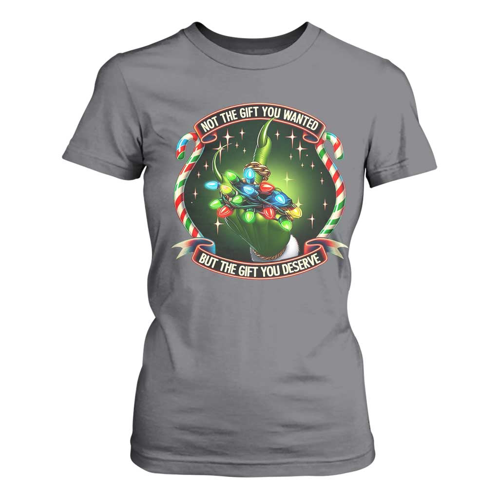 Funny Xmas T Shirt For Women Not The Gift You Wanted But The Gift You Deserve TS09 Charcoal Print Your Wear