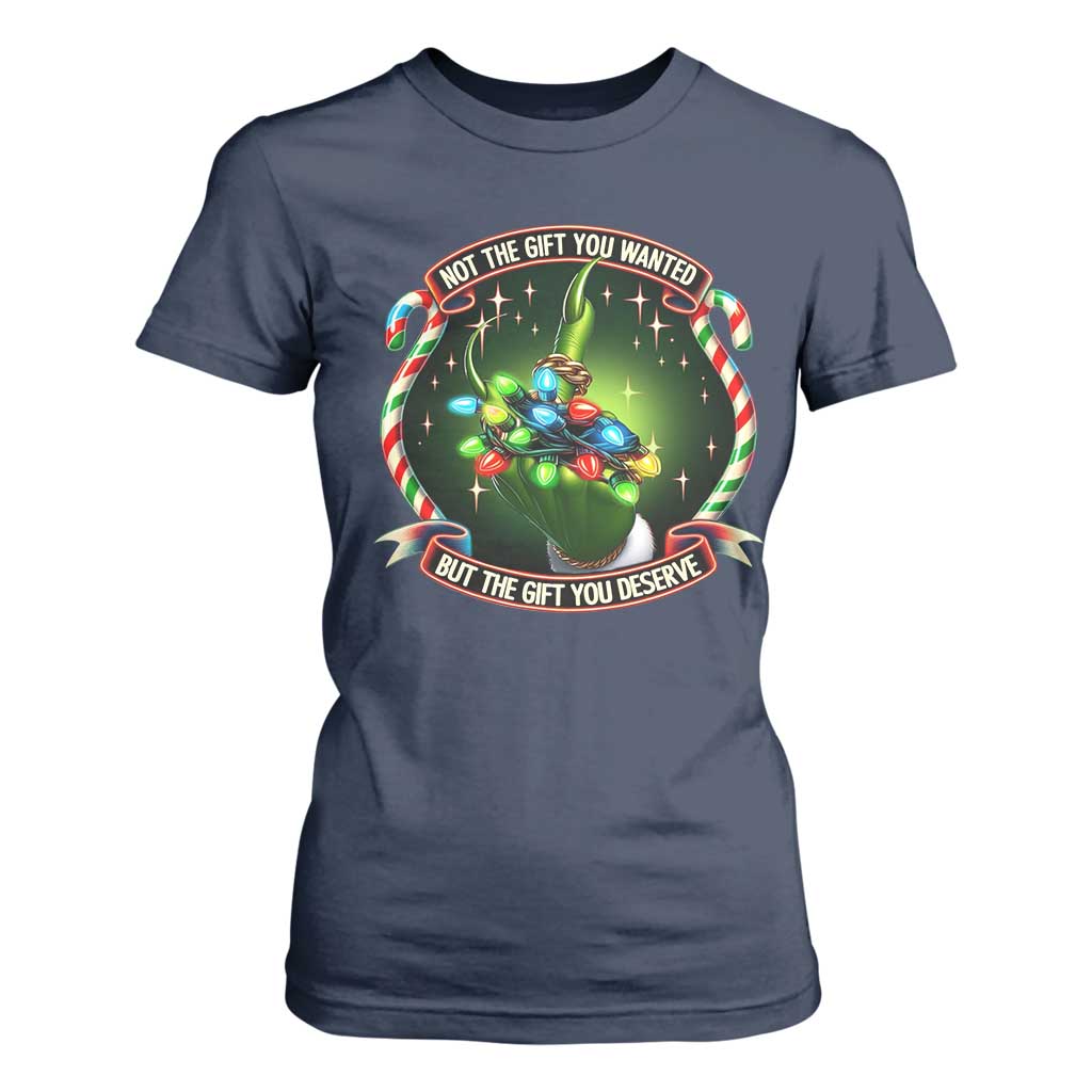 Funny Xmas T Shirt For Women Not The Gift You Wanted But The Gift You Deserve TS09 Navy Print Your Wear