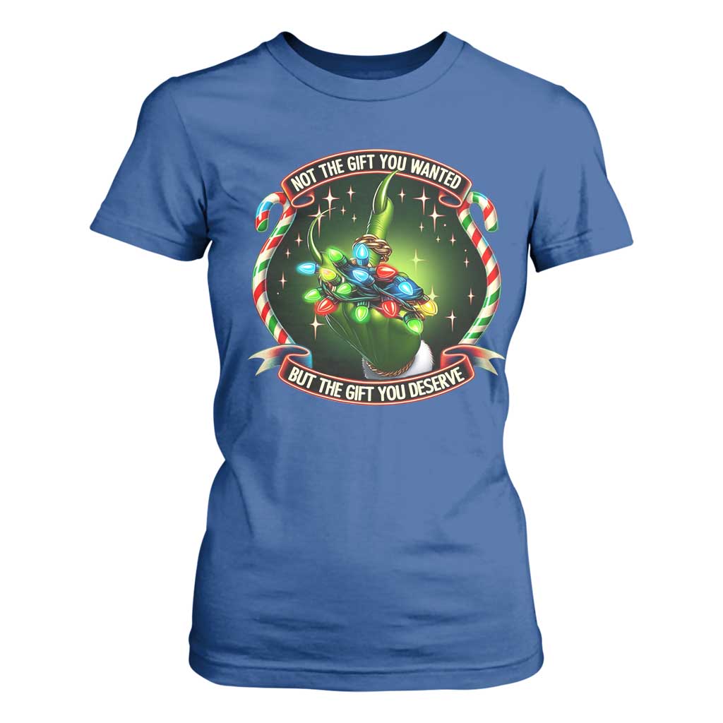 Funny Xmas T Shirt For Women Not The Gift You Wanted But The Gift You Deserve TS09 Royal Blue Print Your Wear