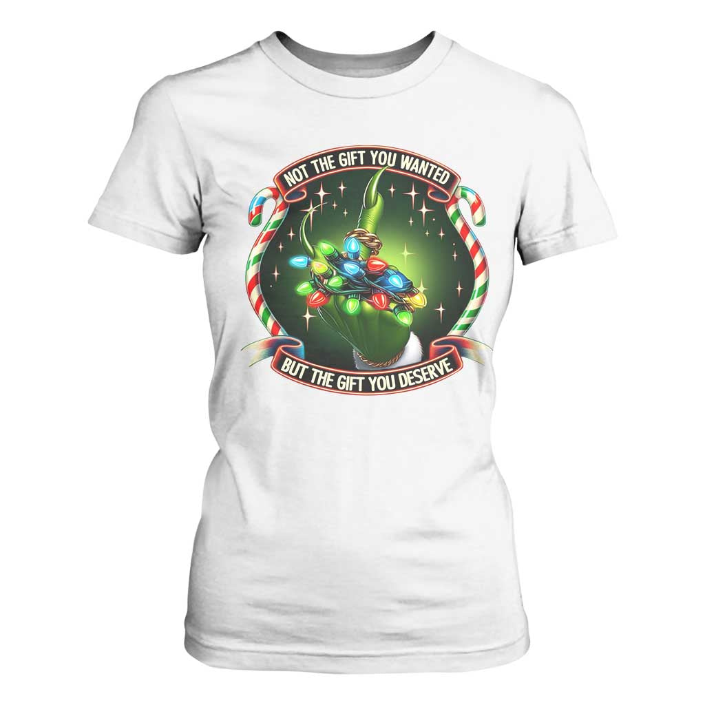 Funny Xmas T Shirt For Women Not The Gift You Wanted But The Gift You Deserve TS09 White Print Your Wear
