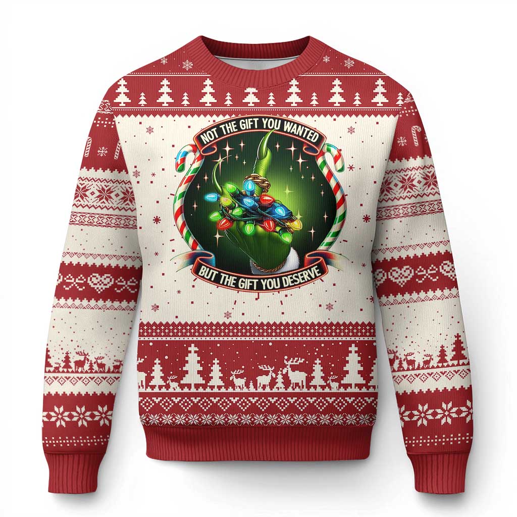 Funny Xmas Ugly Christmas Sweater Not The Gift You Wanted But The Gift You Deserve TS09 Red Print Your Wear