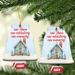 First Xmas New Home New Adventures New Memories Christmas Ornament TS09 Bell Flake Light Blue Print Your Wear