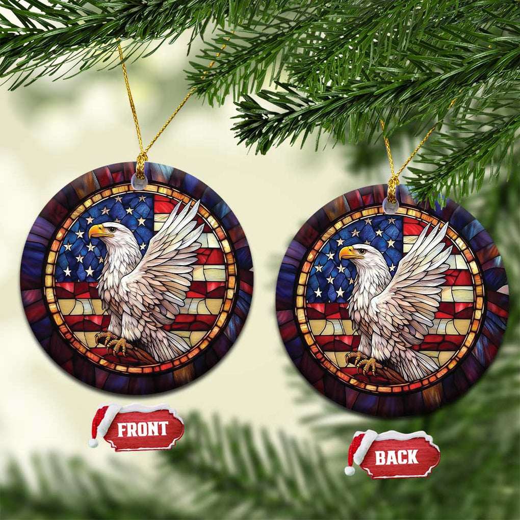 Bald Eagle American Flag Patriotic Christmas Ornament TS09 Circle American Flag Print Your Wear