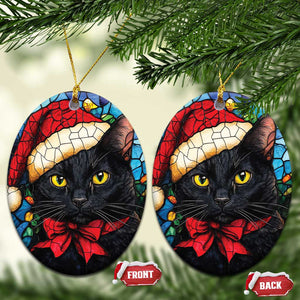 Xmas Santa Black Cat Christmas Ornament TS09 Oval Blue Print Your Wear
