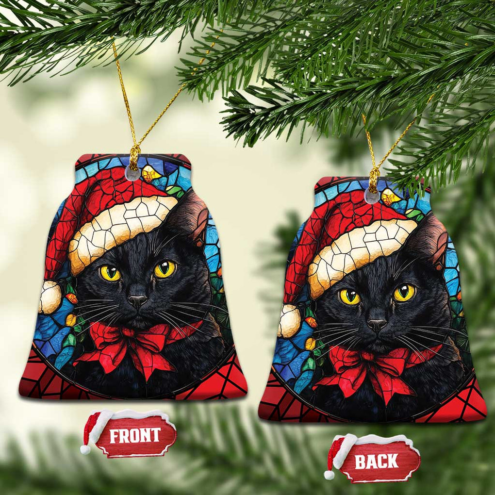 Xmas Santa Black Cat Christmas Ornament TS09 Bell Flake Blue Print Your Wear