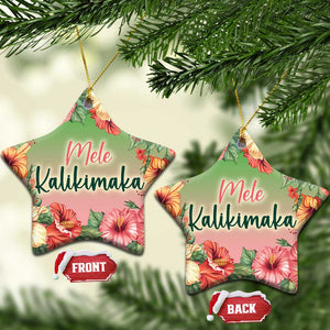 Xmas In Hawaii Christmas Ornament Mele Kalikimaka Beach Hibiscus TS09 Star Hibiscus Print Your Wear