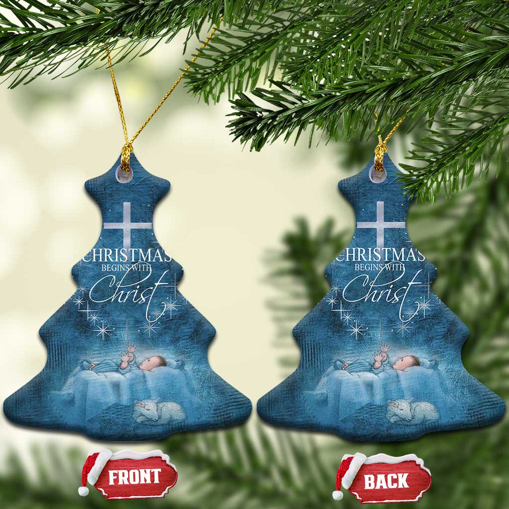 Christmas Begins With Christ Christmas Ornament TS09 Christmas Tree Blue Print Your Wear