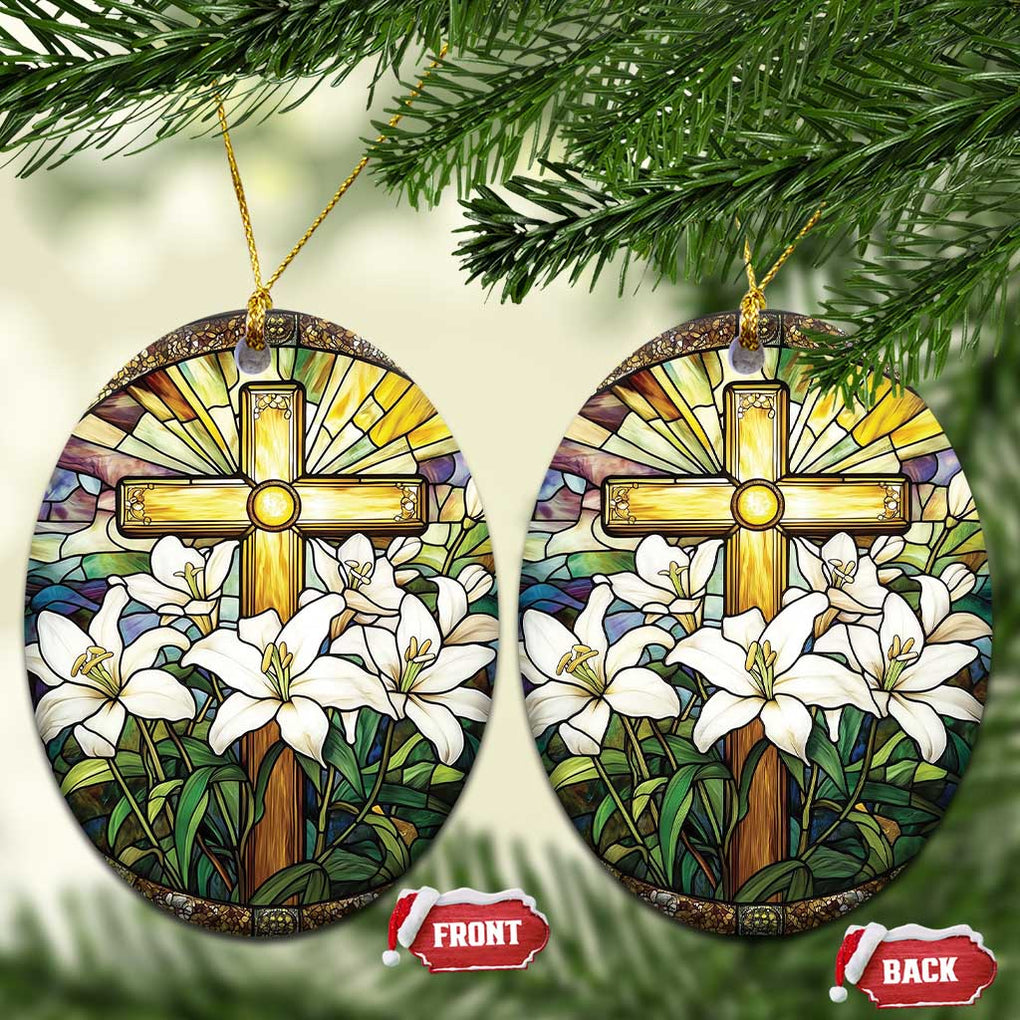 Christ Cross Christian Christmas Ornament TS09 Oval Yellow Print Your Wear