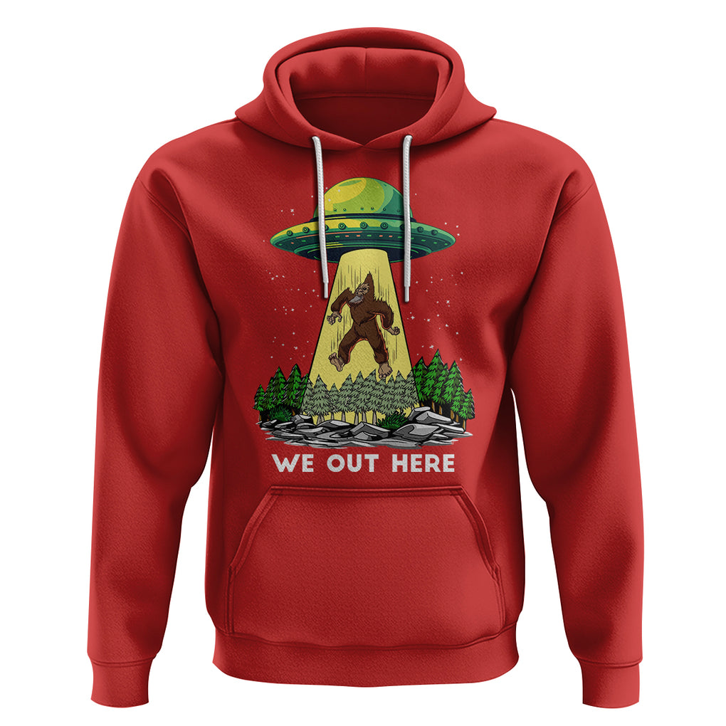 Funny Bigfoot And UFO We Out Here Sasquatch Hoodie TS09 Red Printyourwear