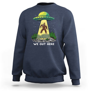 Funny Bigfoot And UFO We Out Here Sasquatch Sweatshirt TS09 Navy Printyourwear