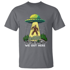 Funny Bigfoot And UFO We Out Here Sasquatch T Shirt TS09 Charcoal Printyourwear