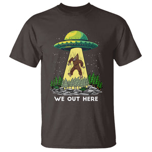 Funny Bigfoot And UFO We Out Here Sasquatch T Shirt TS09 Dark Chocolate Printyourwear