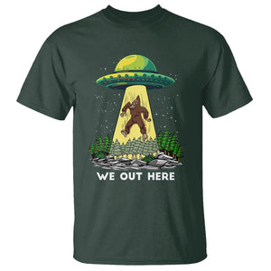 Funny Bigfoot And UFO We Out Here Sasquatch T Shirt TS09 Dark Forest Green Printyourwear