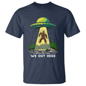 Funny Bigfoot And UFO We Out Here Sasquatch T Shirt TS09 Navy Printyourwear