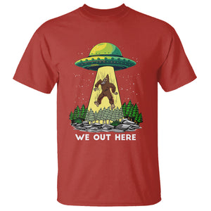 Funny Bigfoot And UFO We Out Here Sasquatch T Shirt TS09 Red Printyourwear