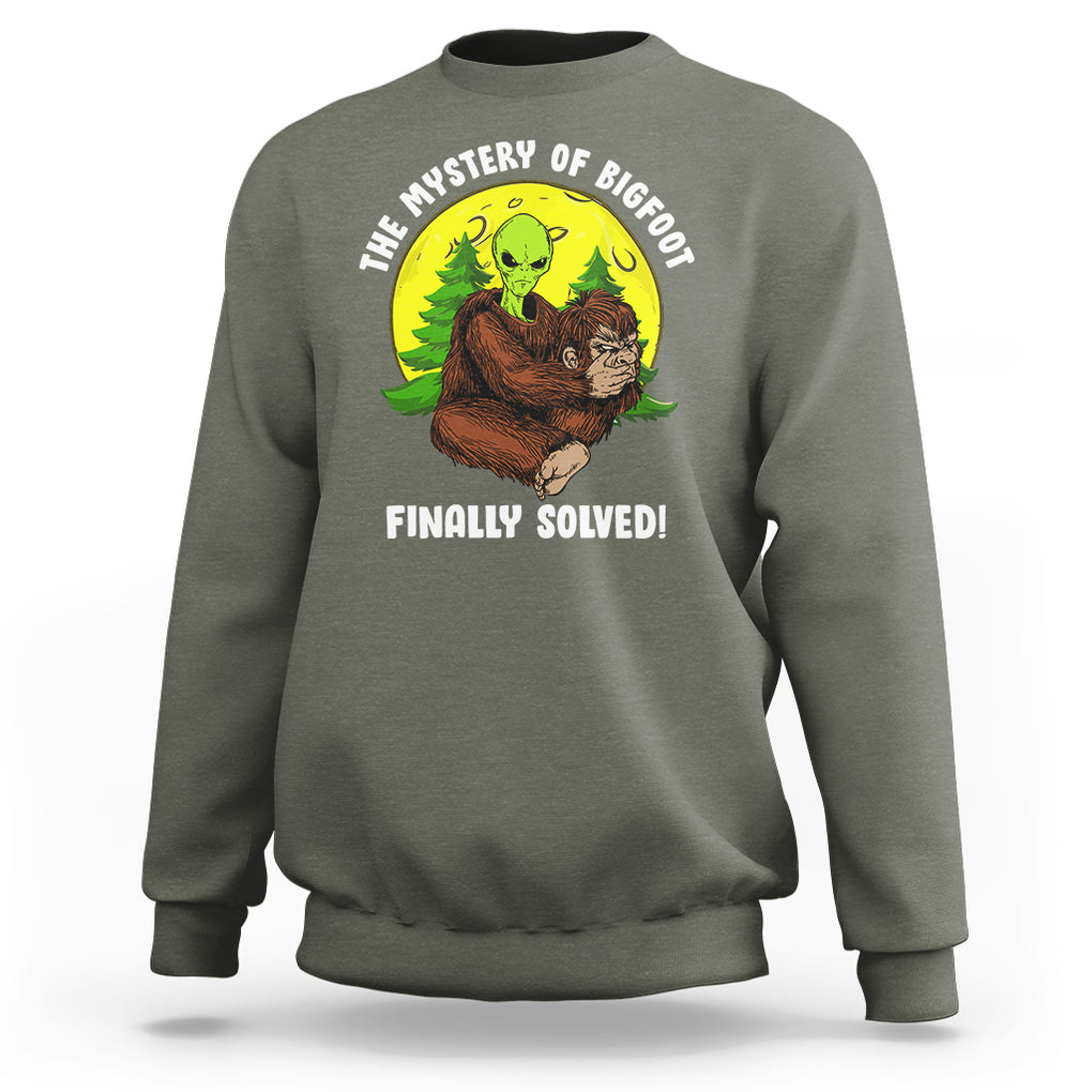 Mystery Of Bigfoot Alien Funny Real Sasquatch Sweatshirt TS09 Military Green Printyourwear
