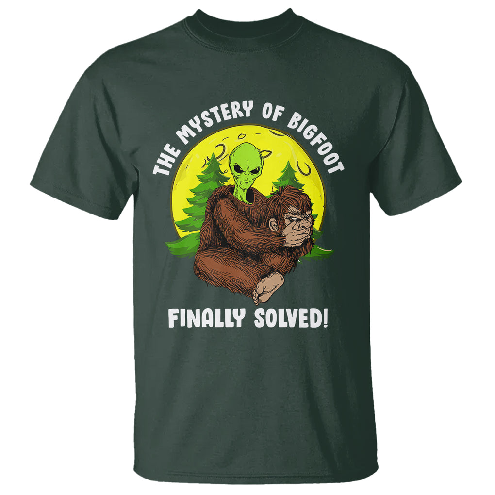 Mystery Of Bigfoot Alien Funny Real Sasquatch T Shirt TS09 Dark Forest Green Printyourwear