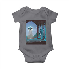 Bigfoot Hiding From Alien UFO Funny Sasquatch Baby Onesie TS09 Charcoal Print Your Wear