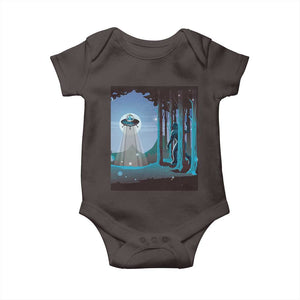 Bigfoot Hiding From Alien UFO Funny Sasquatch Baby Onesie TS09 Dark Chocolate Print Your Wear