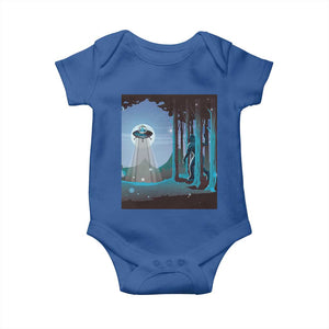 Bigfoot Hiding From Alien UFO Funny Sasquatch Baby Onesie TS09 Royal Blue Print Your Wear