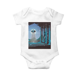 Bigfoot Hiding From Alien UFO Funny Sasquatch Baby Onesie TS09 White Print Your Wear