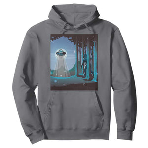 Bigfoot Hiding From Alien UFO Funny Sasquatch Hoodie TS09 Charcoal Print Your Wear