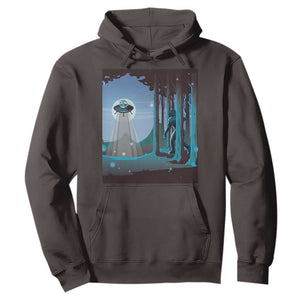 Bigfoot Hiding From Alien UFO Funny Sasquatch Hoodie TS09 Dark Chocolate Print Your Wear