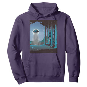 Bigfoot Hiding From Alien UFO Funny Sasquatch Hoodie TS09 Purple Print Your Wear