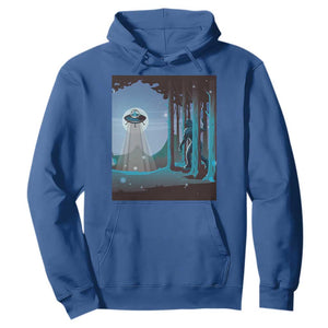 Bigfoot Hiding From Alien UFO Funny Sasquatch Hoodie TS09 Royal Blue Print Your Wear