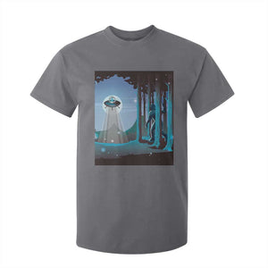Bigfoot Hiding From Alien UFO Funny Sasquatch T Shirt For Kid TS09 Charcoal Print Your Wear