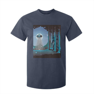 Bigfoot Hiding From Alien UFO Funny Sasquatch T Shirt For Kid TS09 Navy Print Your Wear