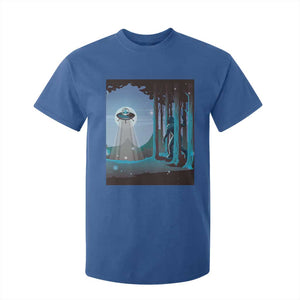 Bigfoot Hiding From Alien UFO Funny Sasquatch T Shirt For Kid TS09 Royal Blue Print Your Wear