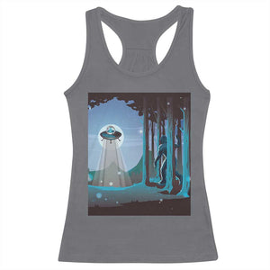 Bigfoot Hiding From Alien UFO Funny Sasquatch Racerback Tank Top TS09 Charcoal Print Your Wear
