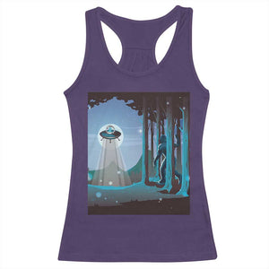 Bigfoot Hiding From Alien UFO Funny Sasquatch Racerback Tank Top TS09 Purple Print Your Wear