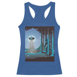 Bigfoot Hiding From Alien UFO Funny Sasquatch Racerback Tank Top TS09 Royal Blue Print Your Wear
