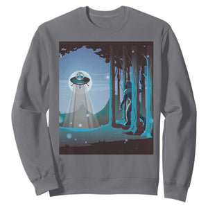 Bigfoot Hiding From Alien UFO Funny Sasquatch Sweatshirt TS09 Charcoal Print Your Wear