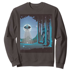 Bigfoot Hiding From Alien UFO Funny Sasquatch Sweatshirt TS09 Dark Chocolate Print Your Wear