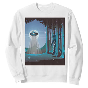 Bigfoot Hiding From Alien UFO Funny Sasquatch Sweatshirt TS09 White Print Your Wear