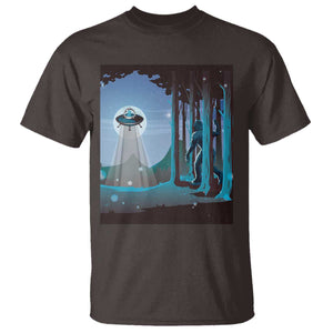 Bigfoot Hiding From Alien UFO Funny Sasquatch T Shirt TS09 Dark Chocolate Print Your Wear