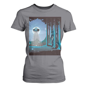 Bigfoot Hiding From Alien UFO Funny Sasquatch T Shirt For Women TS09 Charcoal Print Your Wear