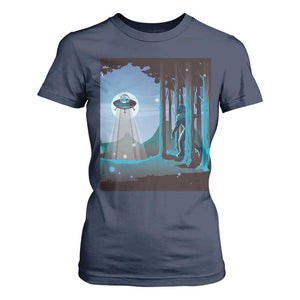 Bigfoot Hiding From Alien UFO Funny Sasquatch T Shirt For Women TS09 Navy Print Your Wear
