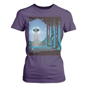 Bigfoot Hiding From Alien UFO Funny Sasquatch T Shirt For Women TS09 Purple Print Your Wear