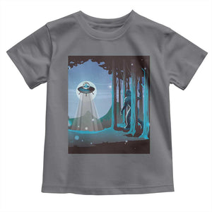 Bigfoot Hiding From Alien UFO Funny Sasquatch Toddler T Shirt TS09 Charcoal Print Your Wear