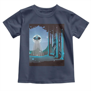 Bigfoot Hiding From Alien UFO Funny Sasquatch Toddler T Shirt TS09 Navy Print Your Wear