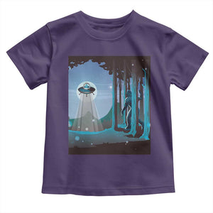 Bigfoot Hiding From Alien UFO Funny Sasquatch Toddler T Shirt TS09 Purple Print Your Wear